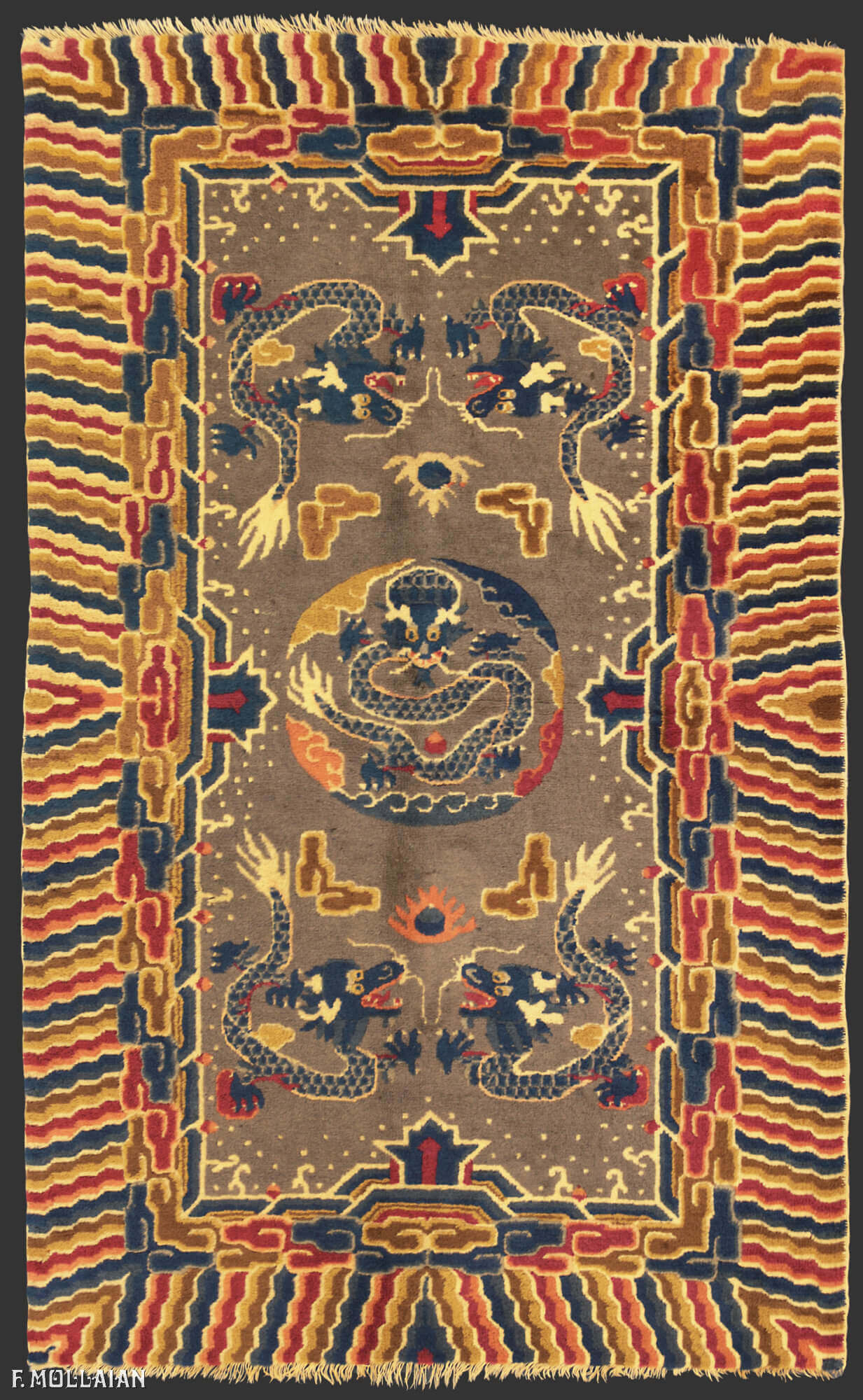Antique Chinese Ningxia Rug (206x129 cm)